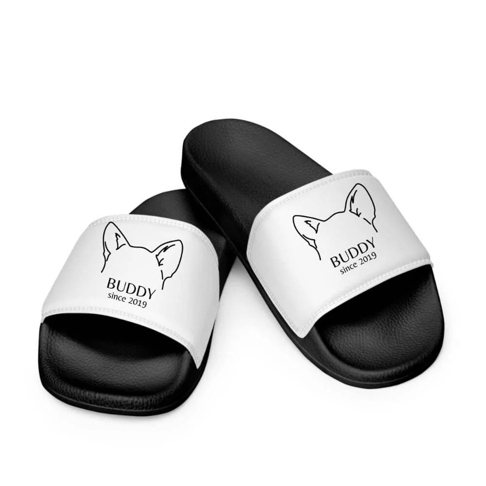 Custom Dog Ears Slides for Dog Moms - Personalized Name & Year Summer Sandals