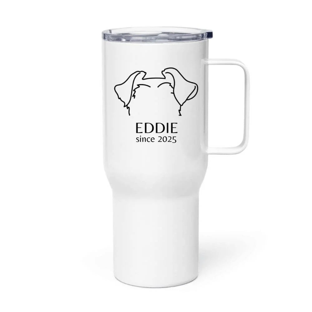 Custom Dog Ears Travel Mug - Personalized Name & Year for Dog Parents