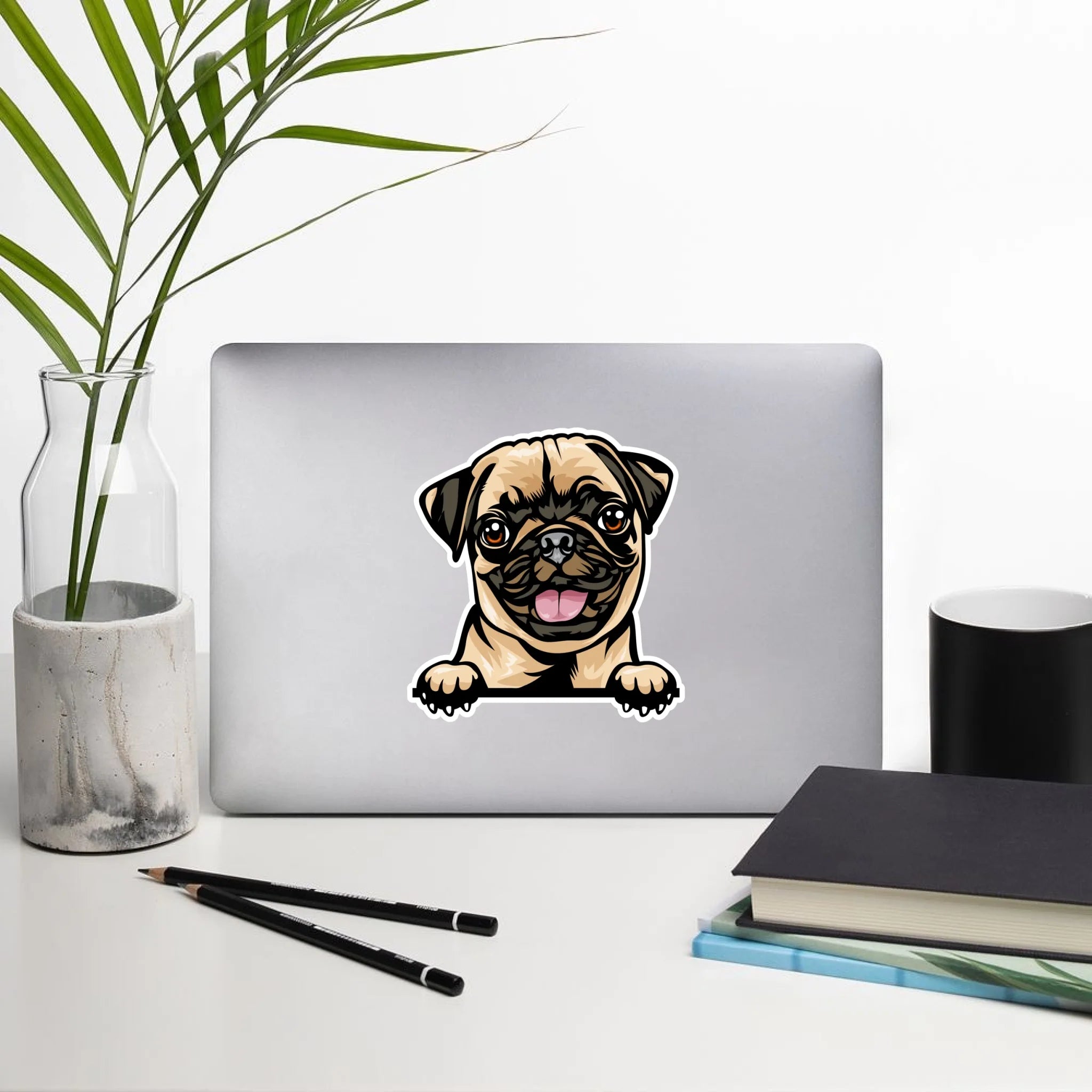 Pug Sticker - Waterproof Decal for Car, Laptop, Water Bottle, Notebook, Phone Case | Dog Mom Gift