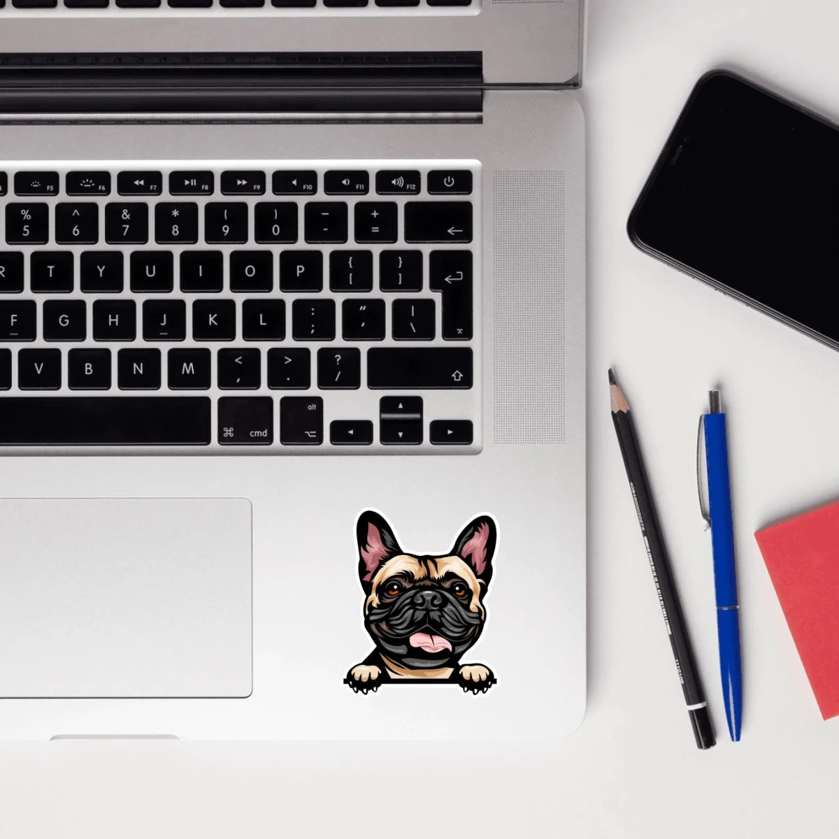 Classic French Bulldog sticker with bat ears - waterproof car decal for dog moms
