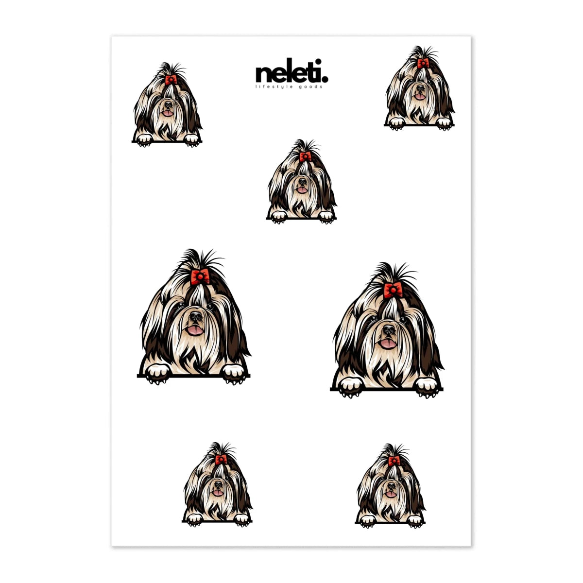 Shih Tzu sticker sheet with 7 decals - small and medium waterproof stickers for phone cases and notebooks
