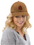Woman wearing camel LIFE WITH DOGS corduroy hat with maroon embroidery showing sophisticated style for dog moms