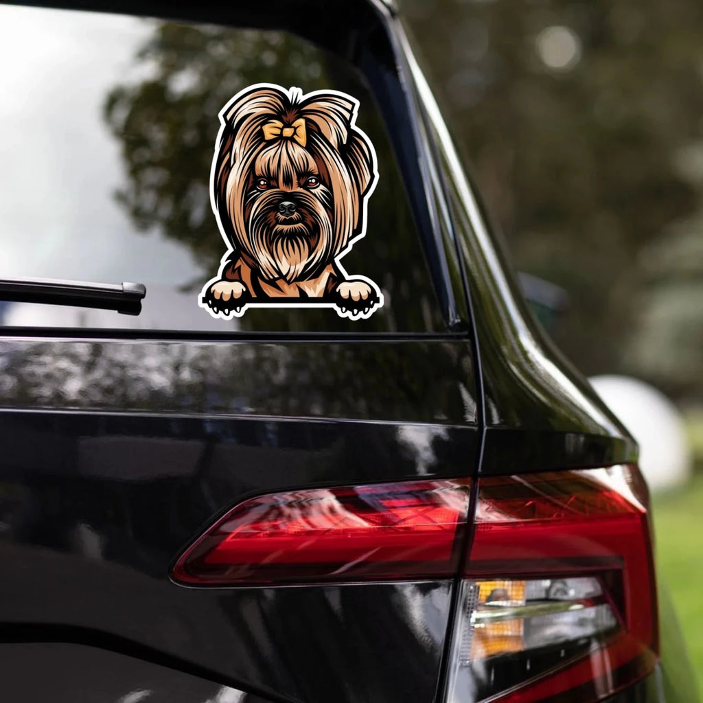 Yorkshire Terrier sticker on rear car window
