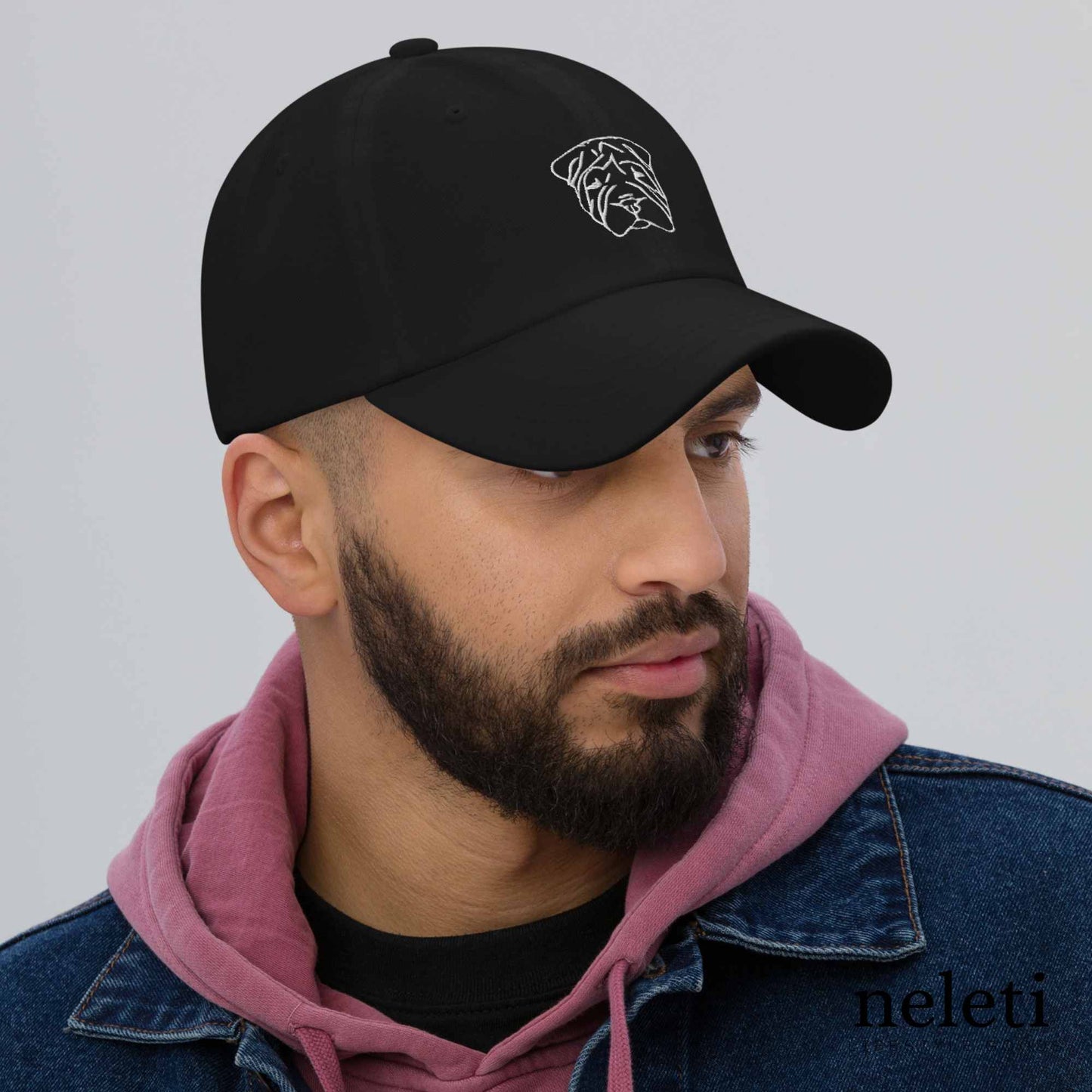 black-baseball-cap-with-embroidered-dog-face