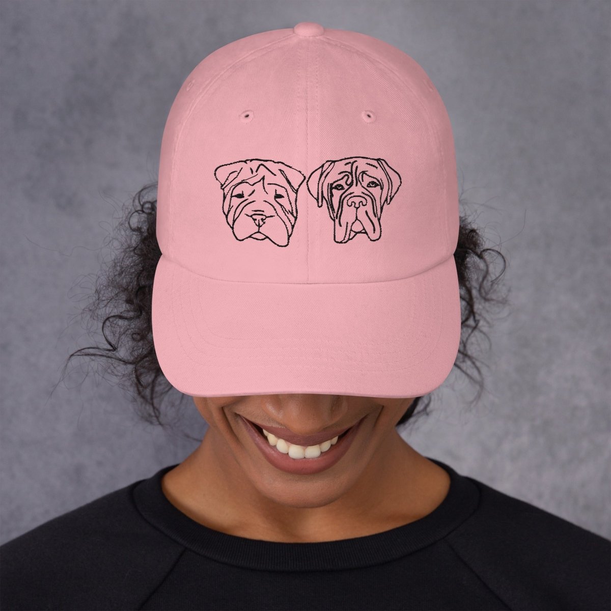 Cap with Embroidered Dog Faces - neleti