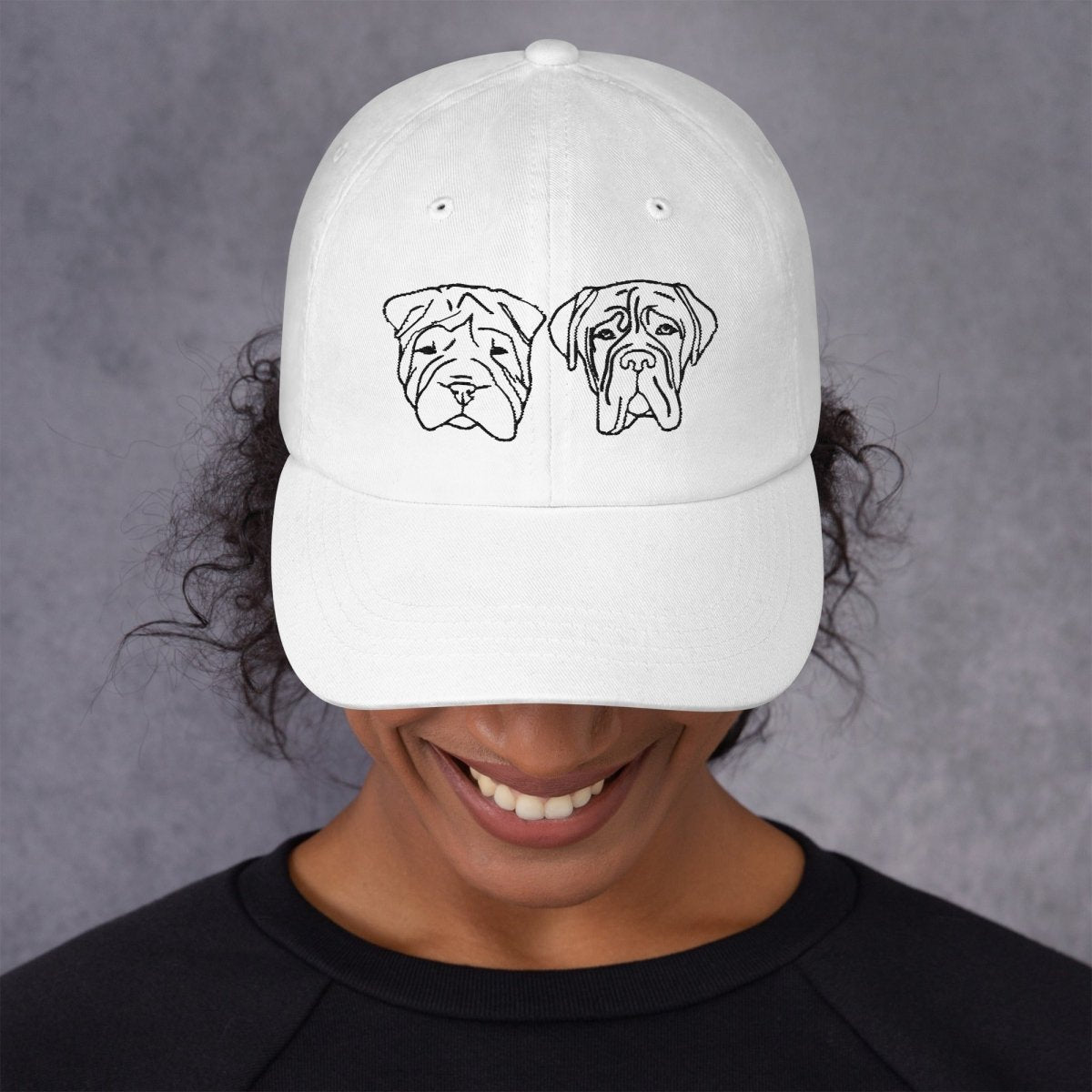 Cap with Embroidered Dog Faces - neleti