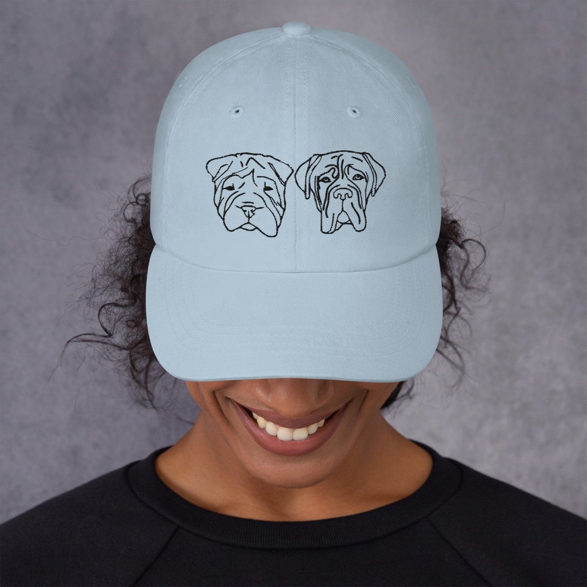 Cap with Embroidered Dog Faces - neleti