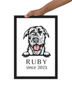 Custom Dog Breed Portrait - Personalized Framed Wall Art with Name & Year - neleti
