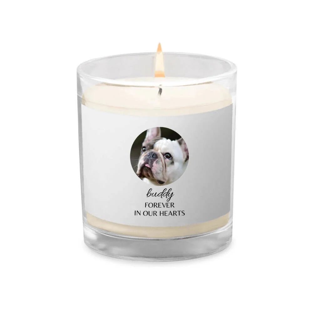Custom Dog Memorial Candle - Photo & Name 'Forever In Our Hearts' - neleti