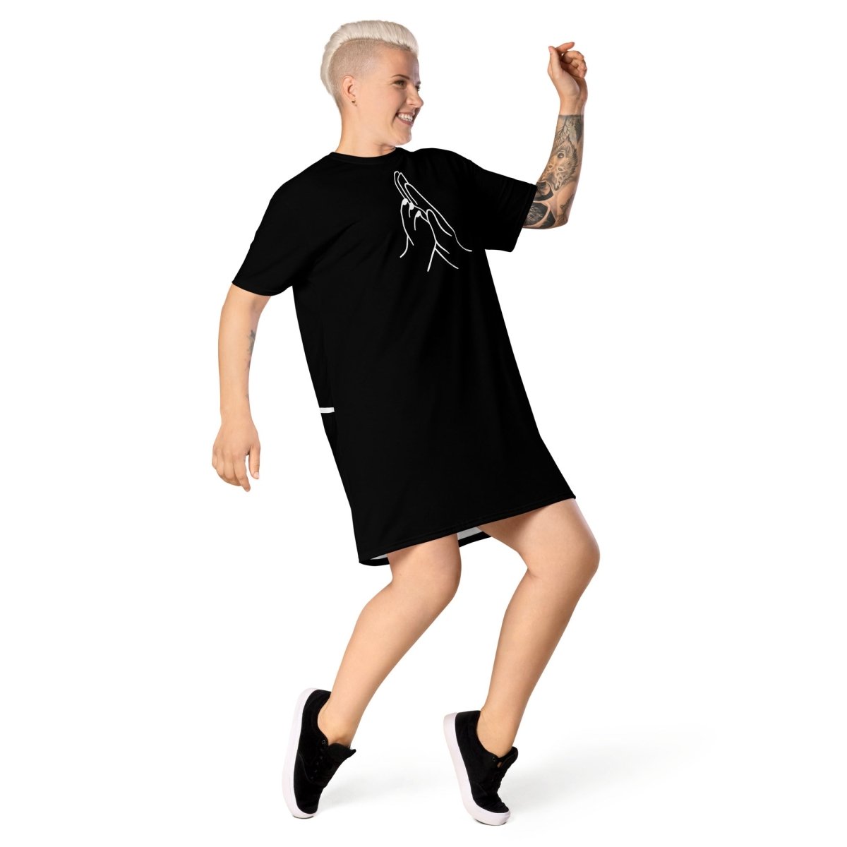 Dog Mom T-Shirt Dress - High Five Paw Print - neleti