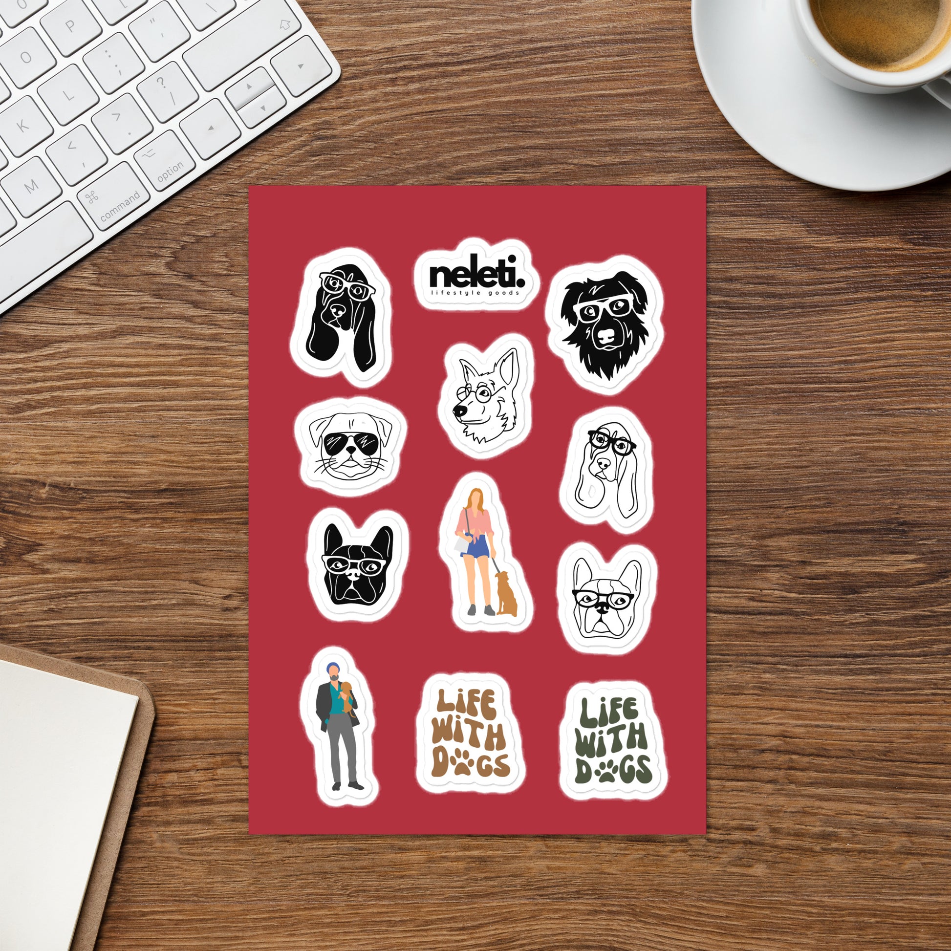 dog-themed-kiss-cut-stickers-on-a-red-sheet