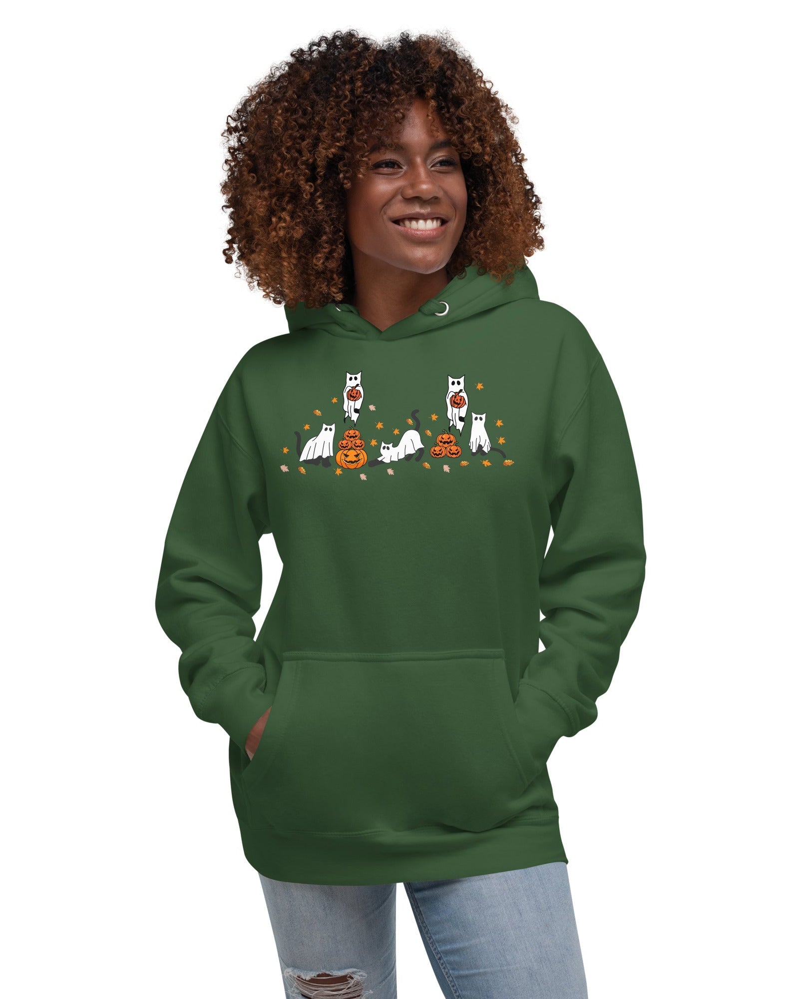 halloween-forest-green-hoodie-for-cat-mom