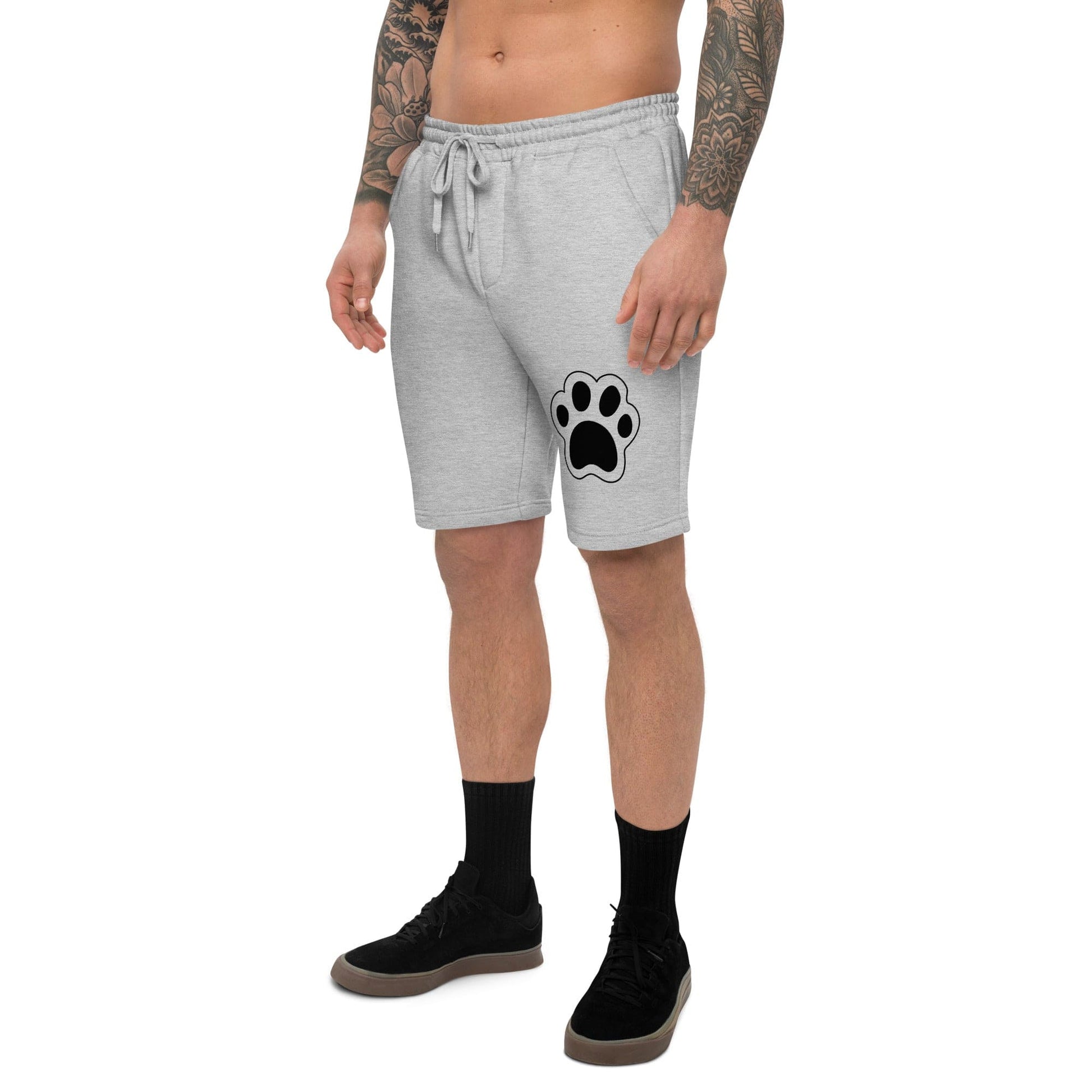 mens-fleece-shorts-grey-with-paw-print