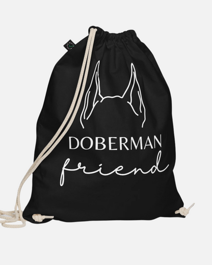 neleti.com-Dog-Ears-on-Black-Organic-Cotton-Drawstring-Bag