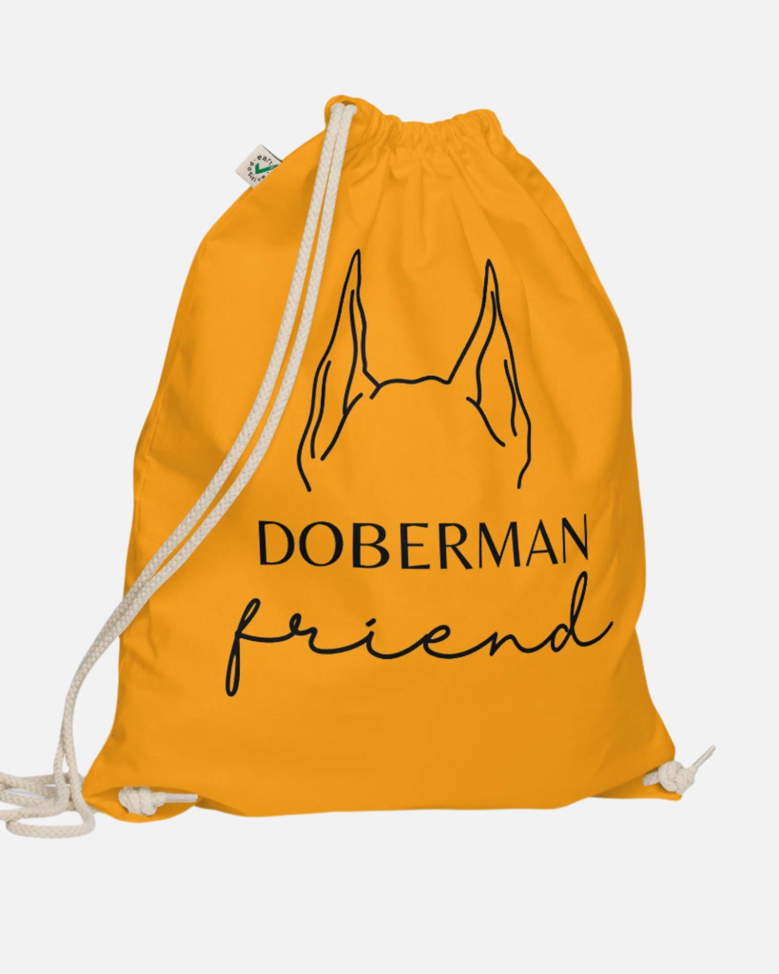 neleti.com-Dog-Ears-on-Gold-Organic-Cotton-Drawstring-Bag