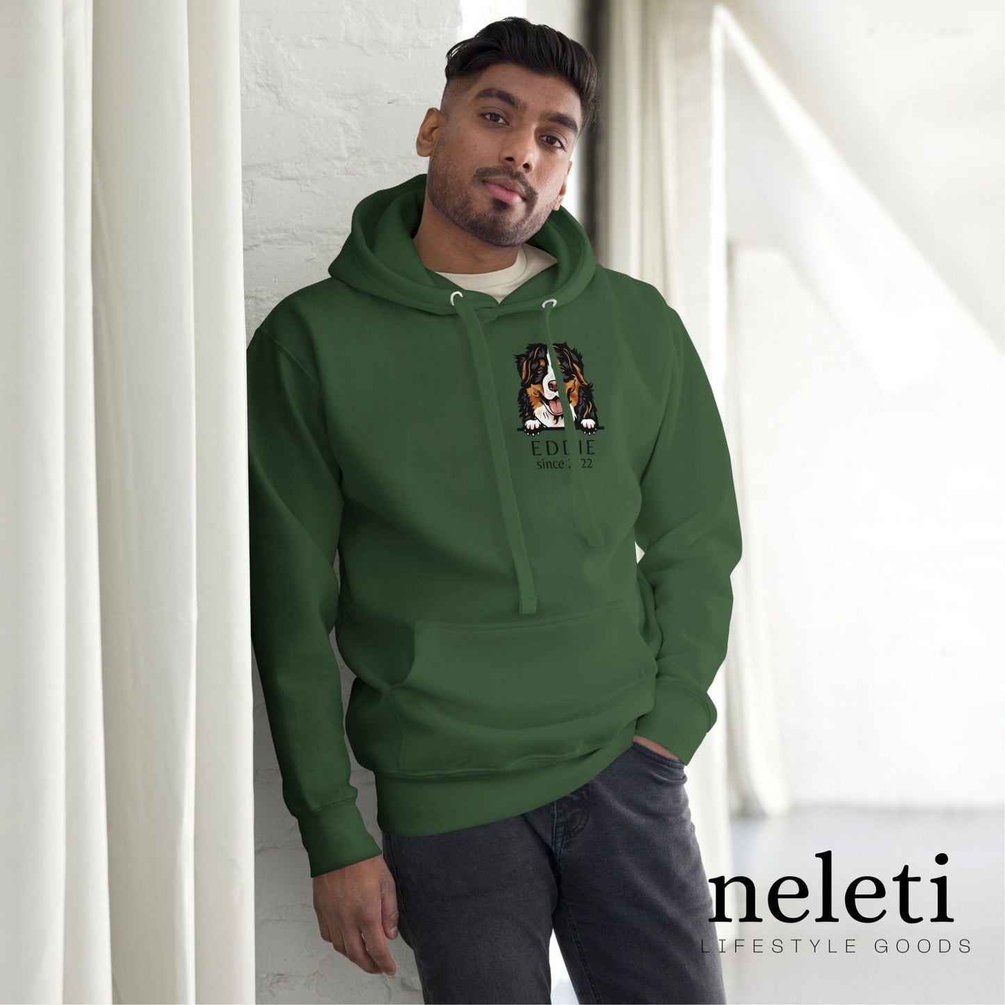 neleti.com-custom-forest-green-hoodie-for-dog-lovers