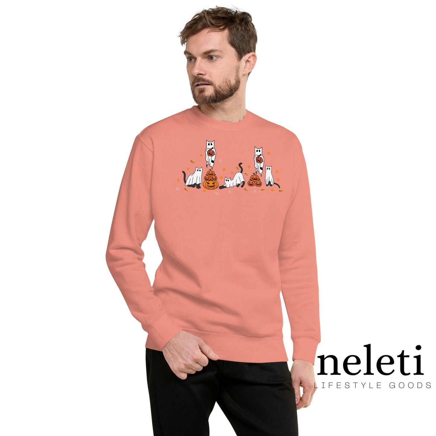 neleti.com-haloween-dusty-rose-sweatshirt-for-cat-lovers