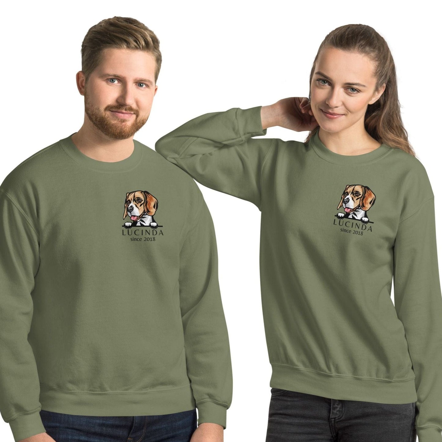 neleti.com-military-green-custom-sweatshirt-for-dog-mom-and-dad