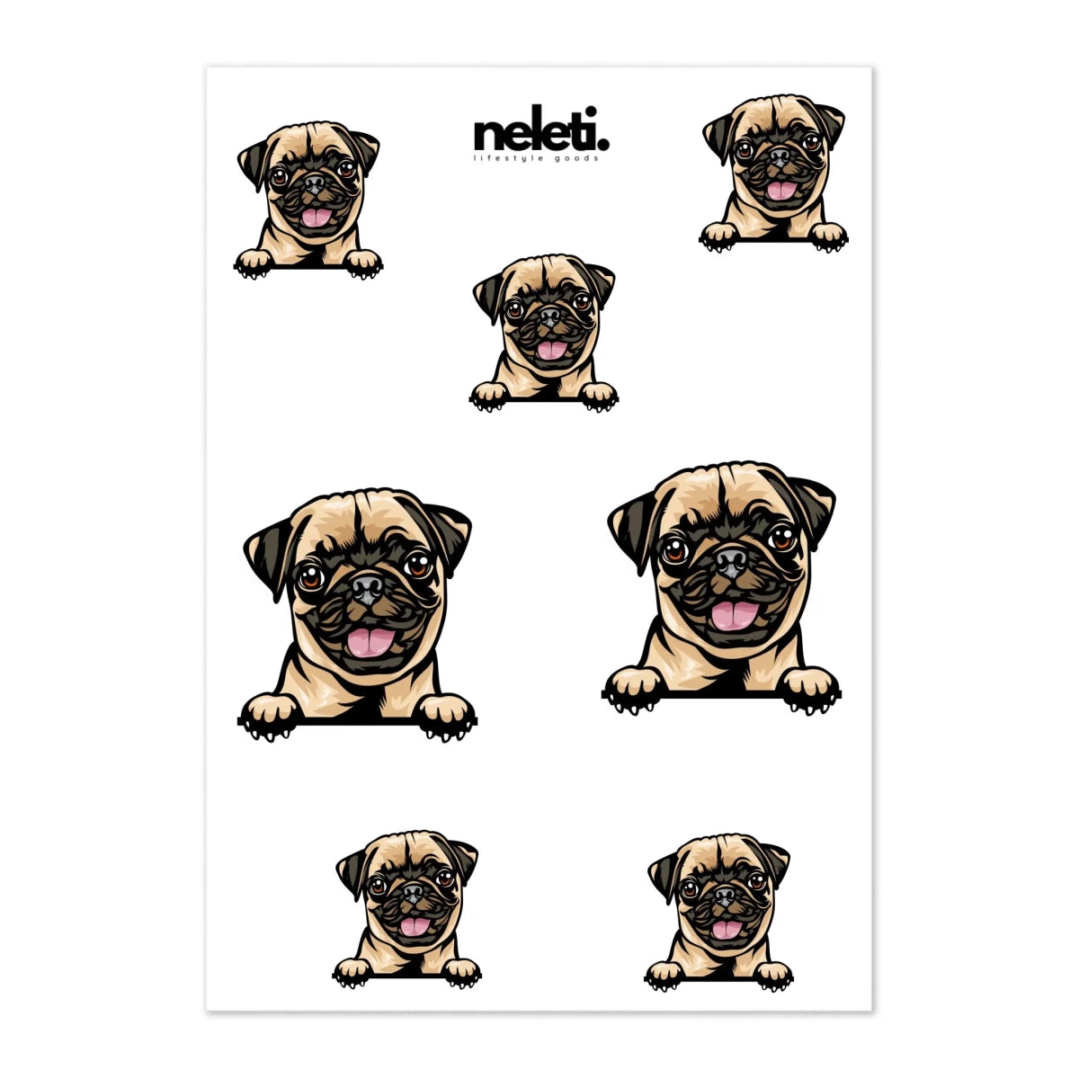 Pug Sticker - Waterproof Decal for Car, Laptop, Water Bottle, Notebook, Phone Case | Dog Mom Gift - neleti