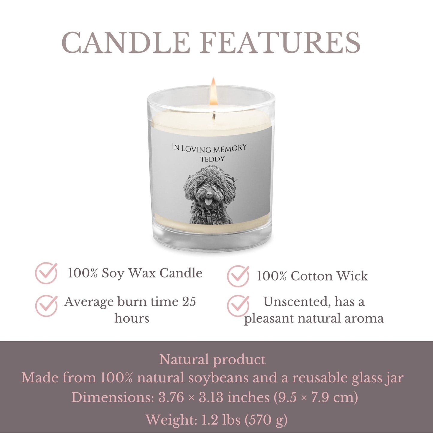 neleti candle Soy Wax Candle with Custom Pet Portrait from Photo