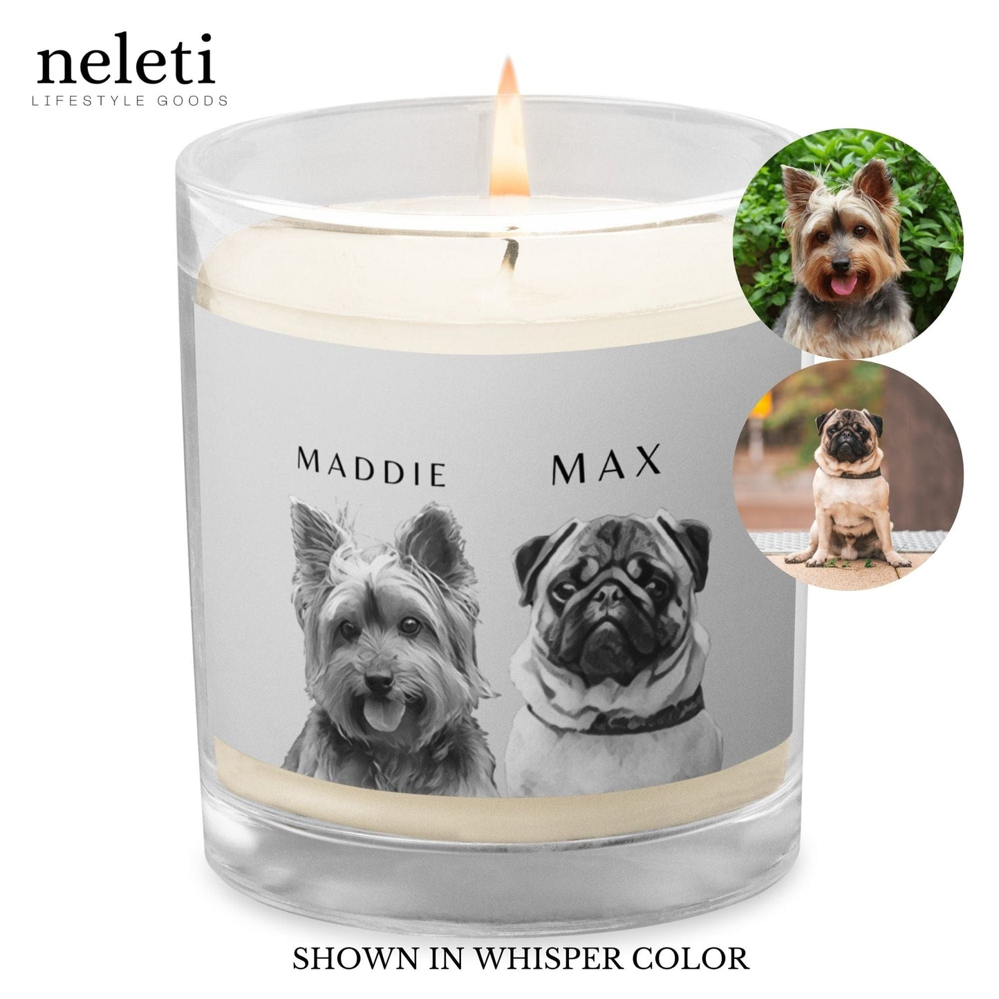 neleti candle Soy Wax Candle with Custom Pet Portrait from Photo