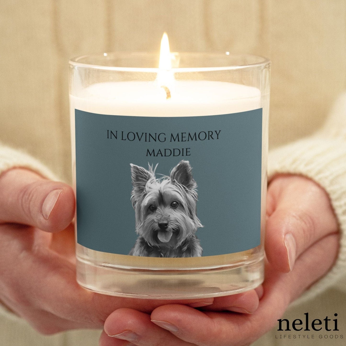 neleti candle Soy Wax Candle with Custom Pet Portrait from Photo