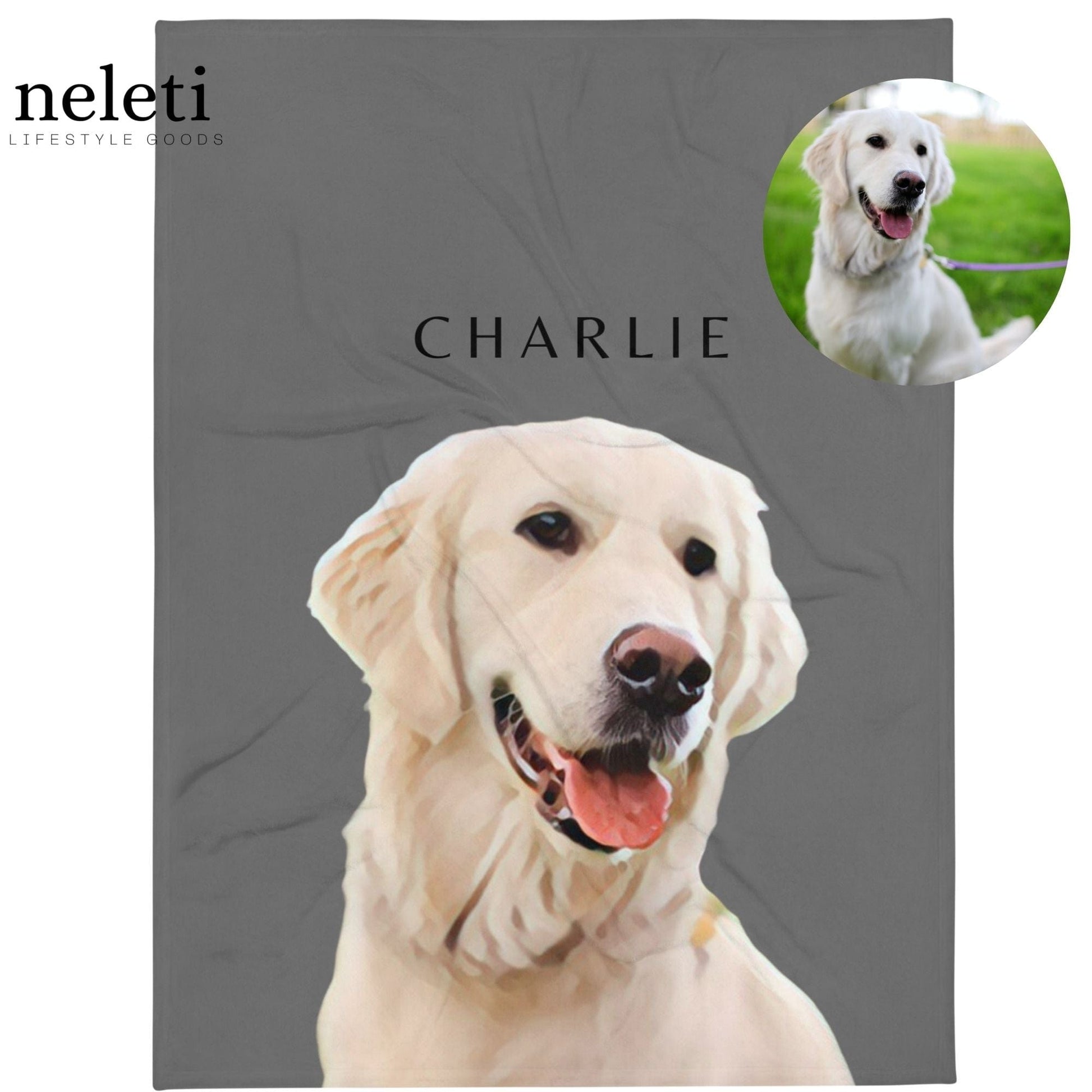 neleti Personalized Blanket with Pet from Photo - Dog Themed Gift