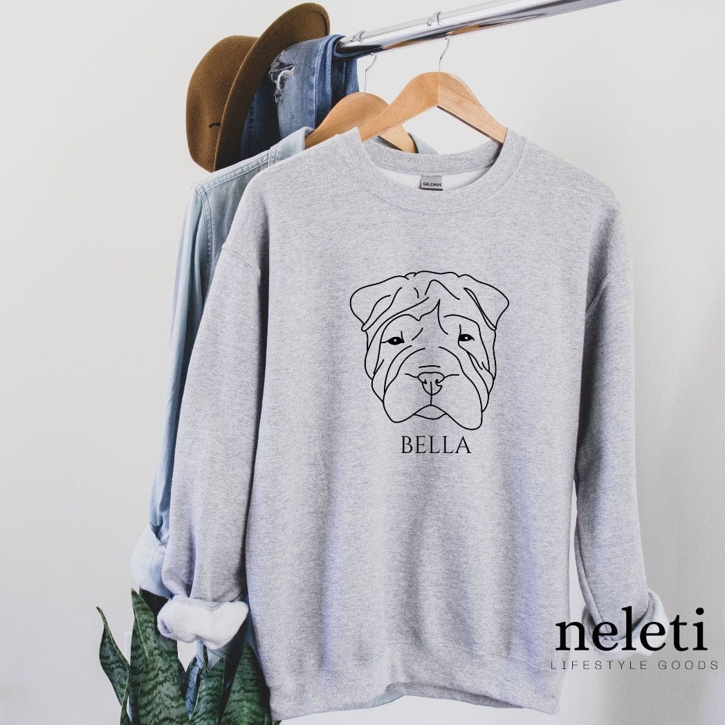 neleti Sweatshirt Sport Grey / S-Unisex Sweatshirt Shar-Pei Dog Mom and Dog Dad Sweatshirt Crewneck